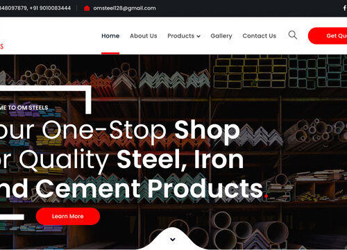 Website Design for OM Steels: Quality Steel, Iron, and Cement Since 1988